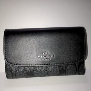 NWT! Coach Signature Black/Grey Wallet